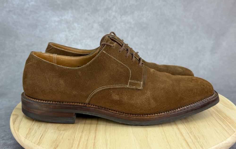 Crockett & Jones Stratton UK 9E US 10E Brown Suede Plain Front Derby ENGLAND